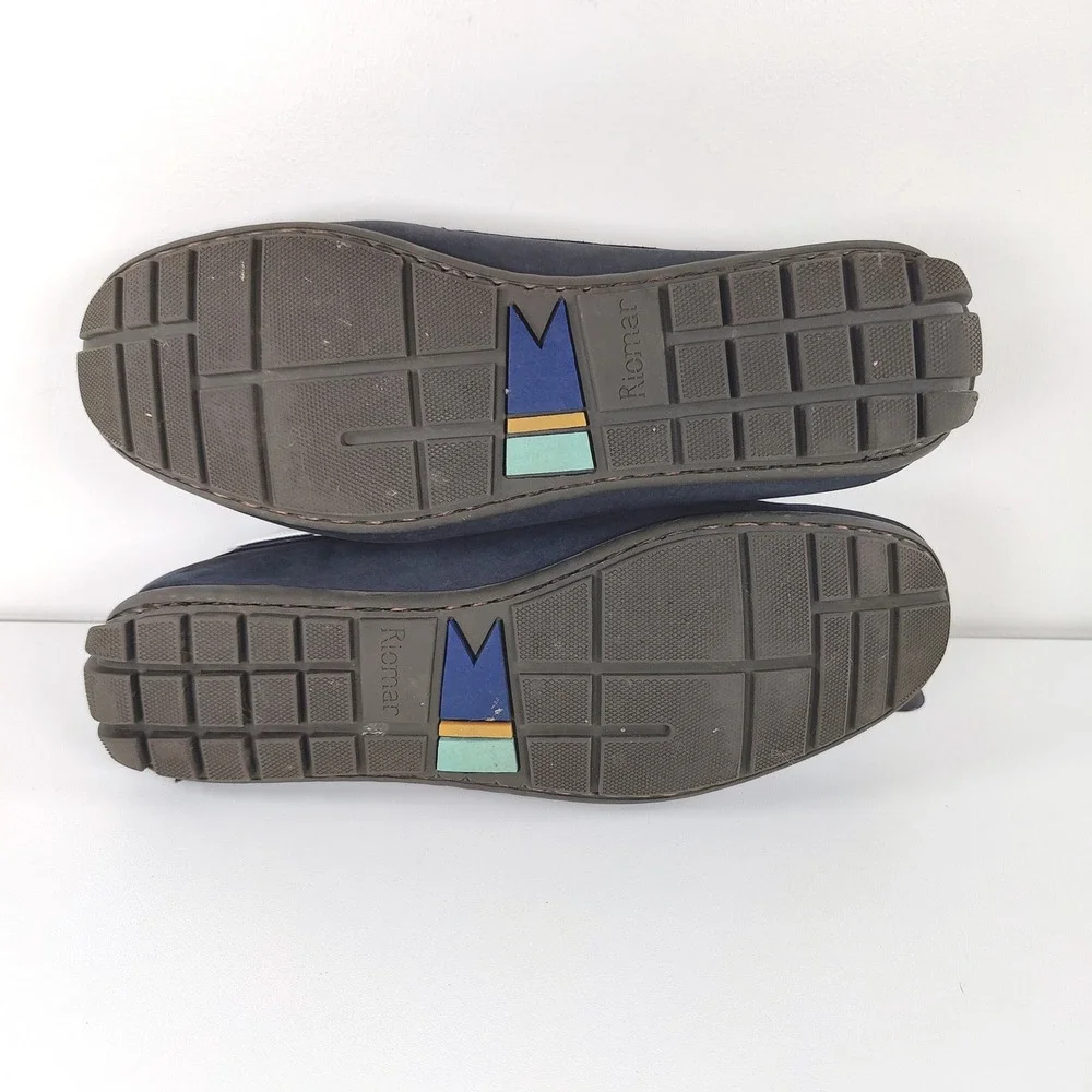 Riomar Waterman Navy Leather Boat Shoes Driving Loafers Coastal Mens 9 EU 42